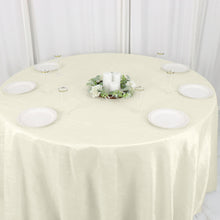 Seamless 132 Inch Round Ivory Crinkle Taffeta Material Tablecloth  
