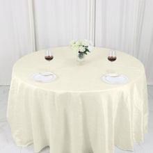 Crinkle Taffeta Accordion Ivory Round Seamless Tablecloth 132 Inch 