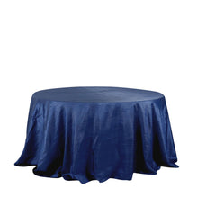 Seamless Round Tablecloth Navy Blue 132 Inches Accordion Crinkle Taffeta