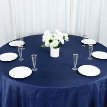 132 Inch Round Tablecloth Navy Blue Accordion Crinkle Taffeta  Seamless