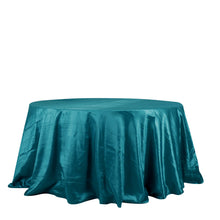 Accordion Crinkle Taffeta Round Tablecloth In Peacock Teal 132 Inches
