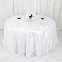 Crinkle Taffeta Accordion White Round Seamless Tablecloth 132 Inch 