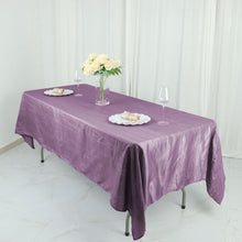 Accordion Crinkle Taffeta Rectangle Tablecloth in Violet Amethyst Color 60 Inch x 102 Inch