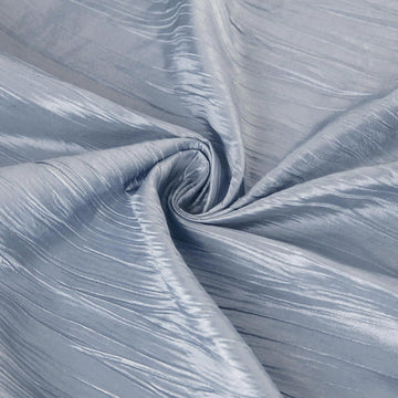 Create a Dreamy Atmosphere with the Dusty Blue Accordion Crinkle Taffeta Seamless Rectangle Tablecloth