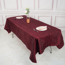 Burgundy Accordion Crinkle Taffeta Fabric Rectangular Tablecloth 60 Inch x 102 Inch