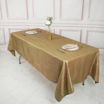 Elegant Gold Accordion Crinkle Taffeta Tablecloth