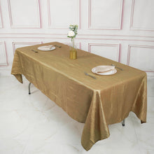 60 Inch x 102 Inch Gold Accordion Crinkle Taffeta Fabric Rectangular Tablecloth