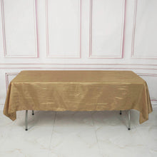 60 Inch x 102 Inch Gold Accordion Crinkle Taffeta Fabric Rectangular Tablecloth