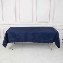 60 Inch x 102 Inch Rectangle Tablecloth Made Of Navy Blue Accordion Crinkle Taffeta