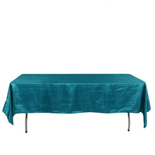 Teal Accordion Crinkle Taffeta 60 Inch x 102 Inch Rectangle Tablecloth 