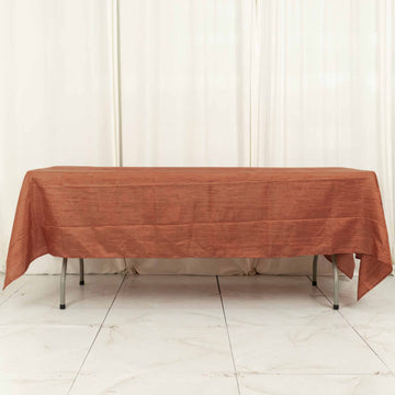 Terracotta (Rust) Accordion Crinkle Taffeta Seamless Rectangle Tablecloth 60"x102"