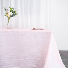 Rectangular Tablecloth In Blush Rose Gold Accordion Crinkle Taffeta 90 Inch By 132 Inch