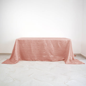Dusty Rose Accordion Crinkle Taffeta Seamless Rectangular Tablecloth: The Perfect Addition to Your Event Decor