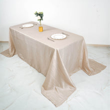 Beige Accordion Crinkle Taffeta 90 Inch x 132 Inch Rectangle Tablecloth