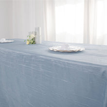 Dusty Blue Accordion Crinkle Taffeta 90 Inch x 132 Inch Rectangular Tablecloth