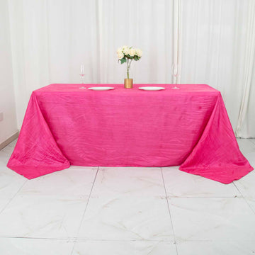 Elevate Your Event with the Fuchsia Accordion Crinkle Taffeta Tablecloth