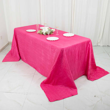Create an Unforgettable Event with the Fuchsia Accordion Crinkle Taffeta Tablecloth