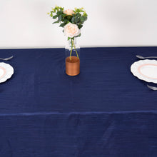 Accordion Crinkle Taffeta Tablecloth 90 Inch x 132 Inch Rectangular Navy Blue