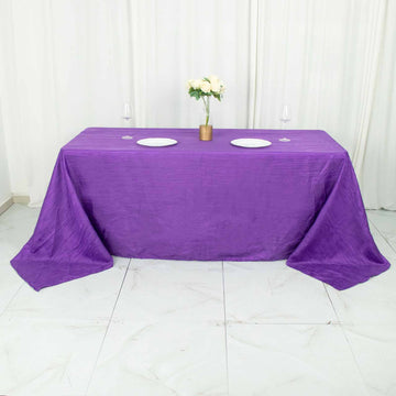 Elegant Purple Accordion Crinkle Taffeta Seamless Rectangular Tablecloth 90"x132"