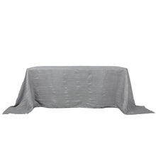 Rectangular Tablecloth 90 Inch x 132 Inch Silver Accordion Crinkle Taffeta Fabric