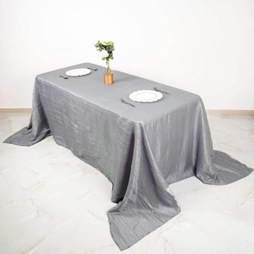 Create Unforgettable Memories with Our Silver Accordion Crinkle Taffeta Tablecloth