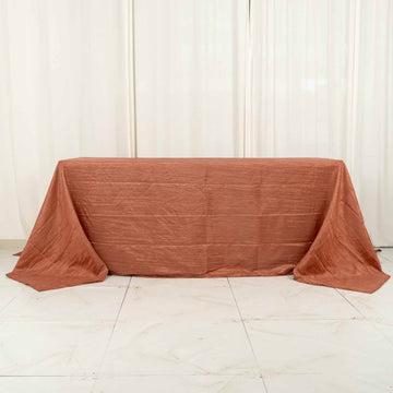 Terracotta (Rust) Accordion Crinkle Taffeta Seamless Rectangle Tablecloth 90"x132"