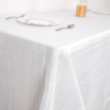 90 Inch x 132 Inch White Accordion Crinkle Taffeta Rectangular Tablecloth