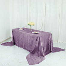 Accordion Crinkle Taffeta Rectangle Tablecloth in Violet Amethyst Color 90 Inch x 156 Inch