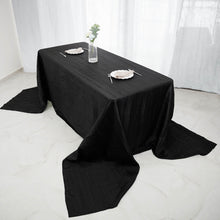 Rectangular Tablecloth 90 Inch x 156 Inch Black Accordion Crinkle Taffeta Fabric