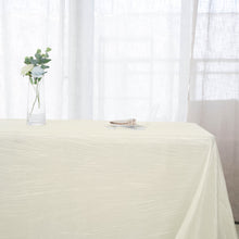 90 Inch x 156 Inch Rectangular Tablecloth Ivory Accordion Crinkle Taffeta Fabric