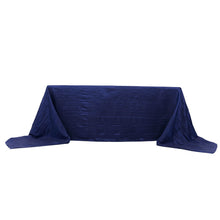 Rectangular Tablecloth 90 Inch x 156 Inch Navy Blue Accordion Crinkle Taffeta Fabric