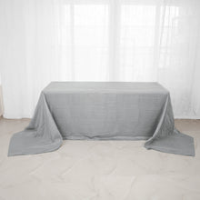 Rectangular Silver Accordion Crinkle Taffeta Fabric Tablecloth 90 Inch x 156 Inch