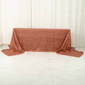 Terracotta (Rust) Accordion Crinkle Taffeta Seamless Rectangular Tablecloth 90"x156"