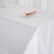 White Rectangular Tablecloth Accordion Crinkle Taffeta Fabric 90 Inch x 156 Inch