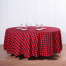 Polyester 108 Inch Round Buffalo Plaid Tablecloth Black and Red