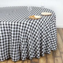 108 Inch Round Buffalo Plaid Tablecloth In White & Black Checkered Gingham Polyester