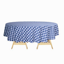 White and Navy Blue Polyester Checkered Round Tablecloth 180 Inch Buffalo Plaid