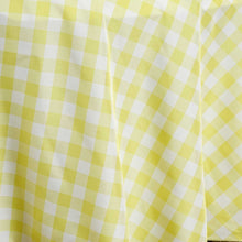 Buffalo Plaid Tablecloth | 108 Round | White/Yellow | Checkered Gingham Polyester Tablecloth