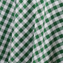 Round Tablecloth In White & Green Checkered Gingham Polyester Buffalo Plaid 120 Inch 