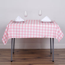 Square Table Overlay In Checkered Gingham 54 Inch White And Rose Quartz Polyester