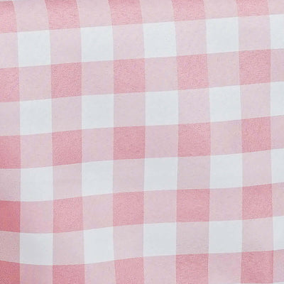 Pink and white gingham fabric pattern