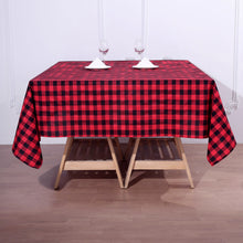 54 Inch x 54 Inch Square Black and Red Buffalo Plaid Polyester Checkered Tablecloth