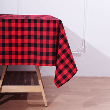 Enhance Your Table Setting with the Black/Red Gingham Style Tablecloth Overlay