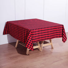 Black and Red Square Buffalo Plaid Checkered Polyester Tablecloth 54 Inch x 54 Inch