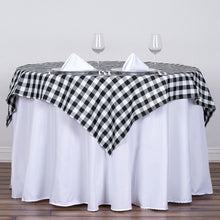 White & Black Checkered Gingham Polyester Tablecloth 54 Inch x 54 Inch Square Buffalo Plaid