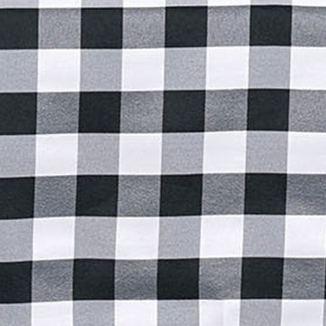 Stunning White/Black Seamless Buffalo Plaid Polyester Table Overlay