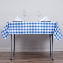 54 Inch White/Blue Checkered Gingham Polyester Table Overlay