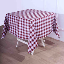 Square Tablecloth 54 Inch x 54 Inch Buffalo Plaid White And Burgundy Checkered Gingham