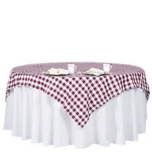 White/Burgundy Buffalo Plaid Polyester Table Overlay 54 Inch