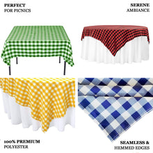 White & Yellow Checkered Gingham Buffalo Plaid Table Overlay 54 Inch Square Polyester 